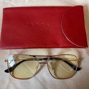 Caddis Gold Aviator Glasses with Red Case Readers 2.0 with red leather sleeve.